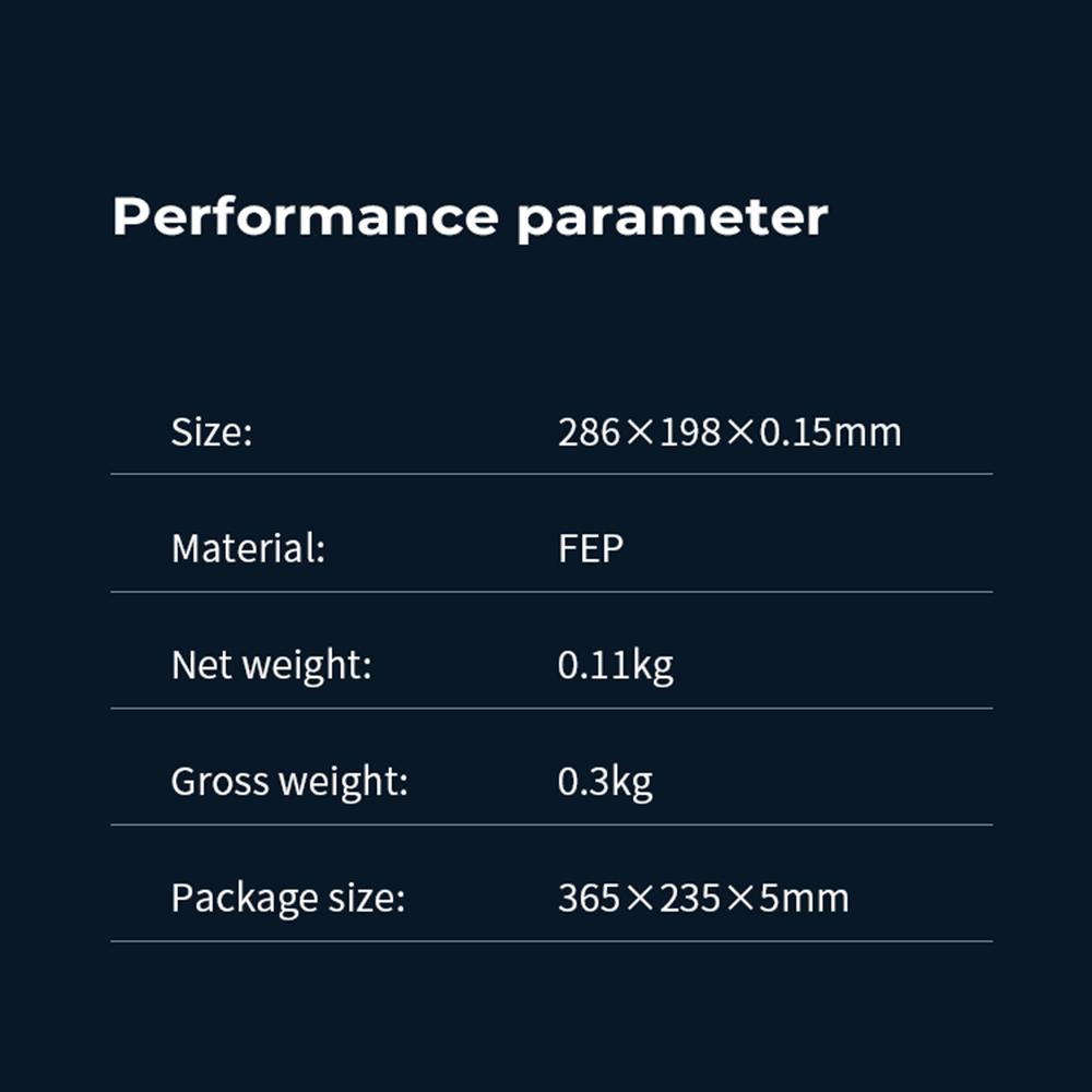 Creality FEP Release Film 5 STK 286x198x0,15 mm for HALOT-MAGE PRO/HALOT-MAGE LCD Resin 3D-skriver