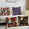 Dark Fantasy Forest Mushroom Flower Pattern Pillow Case Fashion Square Pillowcase Bedroom Sofa Room Ins Leisure Cushion Cover