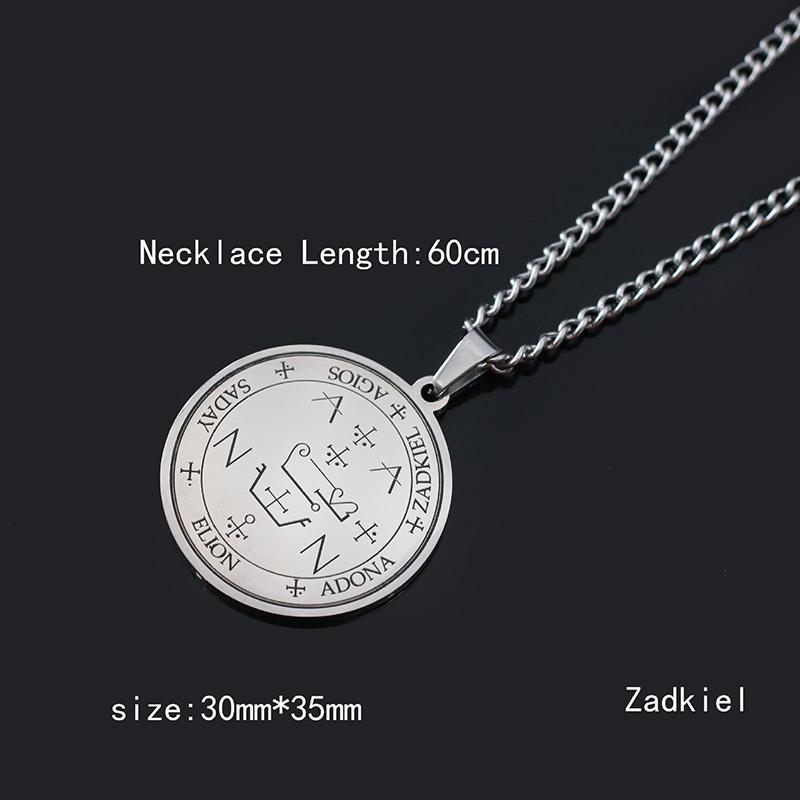 Nerezová ocel 7 Archandělů Amulet Přívěsek Náhrdelníky pro Muže Ženy Vintage Runový Vyvolávací Kouzelný Kruh Pečeť Štítek Krční Řetízek Šperky