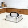 Stainless Steel BBQ Grill Lid With Ergonomic Handle Square Basting Cover Cheese Melting Dome For Indoor And Outdoor Use