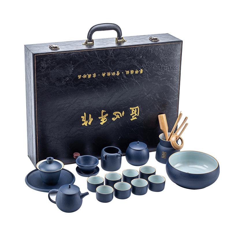 Complete set of ceramic Kung Fu tea sets, large set for home use, gifts for people, leaders, business, cultural and creative high-end gifts
