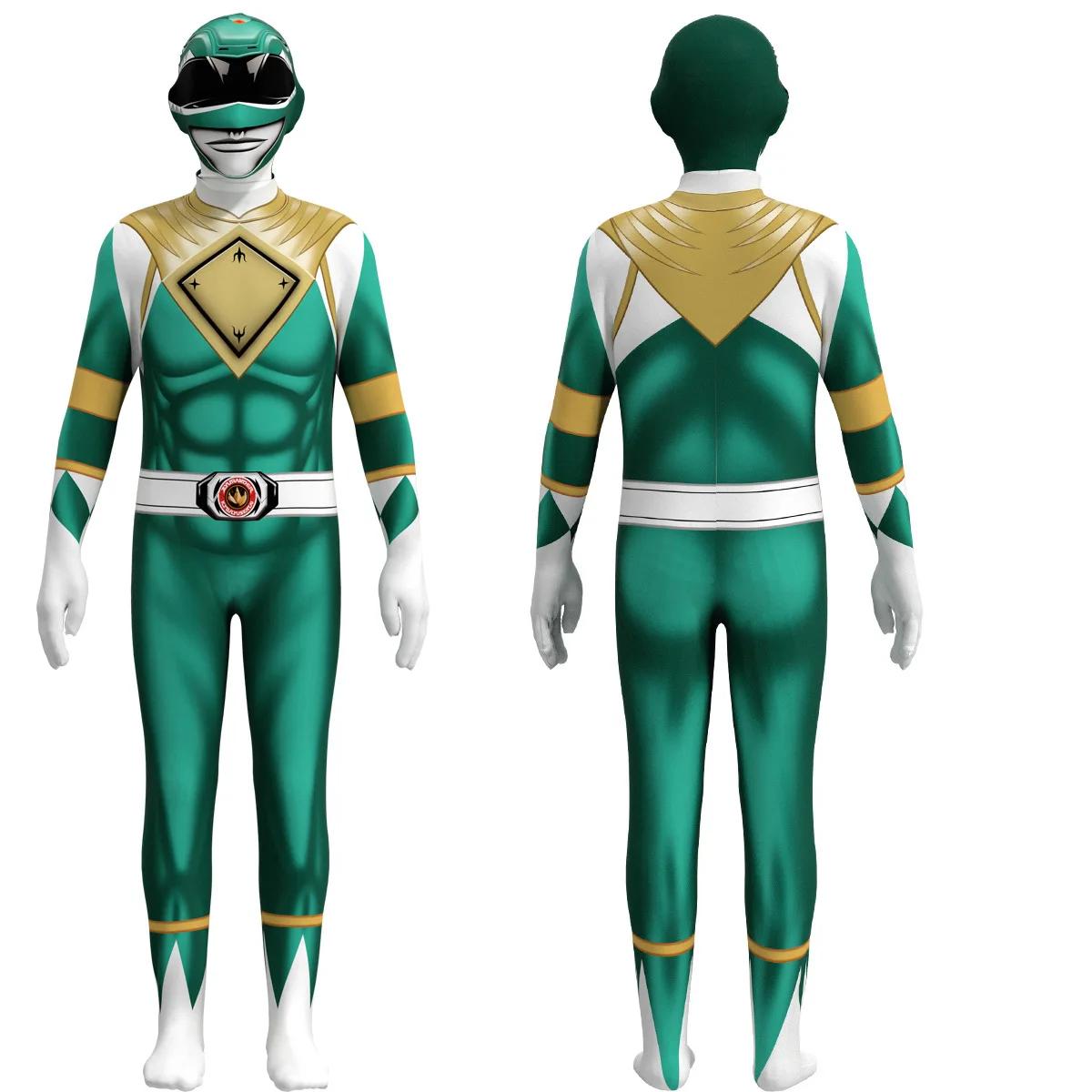 Power Samurai Sentai Shinkenger Rangers Kostuum Volwassenen Kinderen Superheld Cosplay Halloween Verjaardagsfeest Jumpsuit Zentai Pak Kids 100cm&Samurai Sentai blue