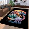 Colorful Cartoon Dinosaur Carpet with Sunset Background for Kids Room Suitable for use as an anti-slip for living room bedroom sofas