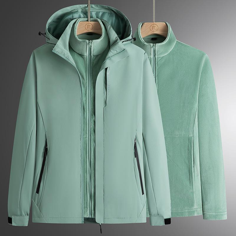 Outdoor Maple Leaf 3-in-1 Jacket: Detachable Camouflage Set with Fleece Lining, Waterproof, Ideal for Live Streaming Sales