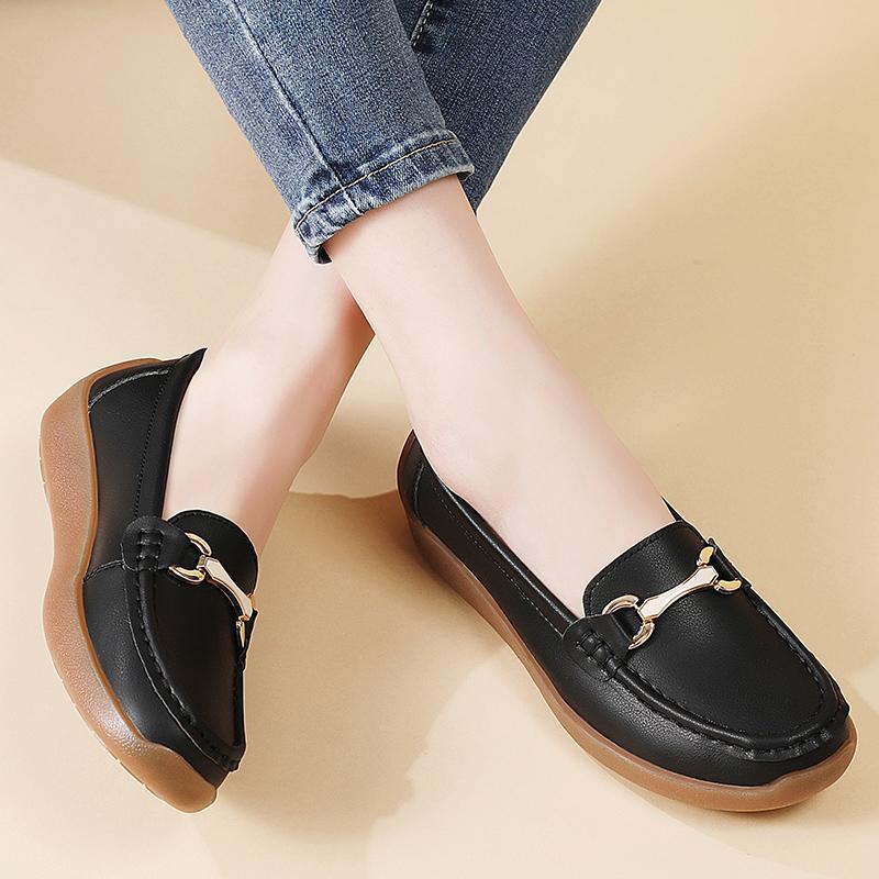 Women Black Moccasins Driving Shoes Flats Casual Nurse Loafers Khaki Minimalist Maternity Office Shoes Large Size