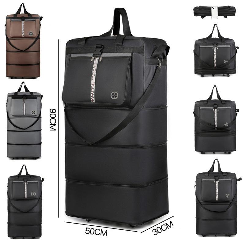 New Fashion Airline-Checked Luggage Large Capacity Folding Travel Bag Universal Wheel Oxford Cloth Luggage Bag