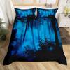 Homewish Black Blue Pine Tree Duvet Cover Set,Jungle Plant Botanical Bedding Set,Nature Scenery Print Bed Set
