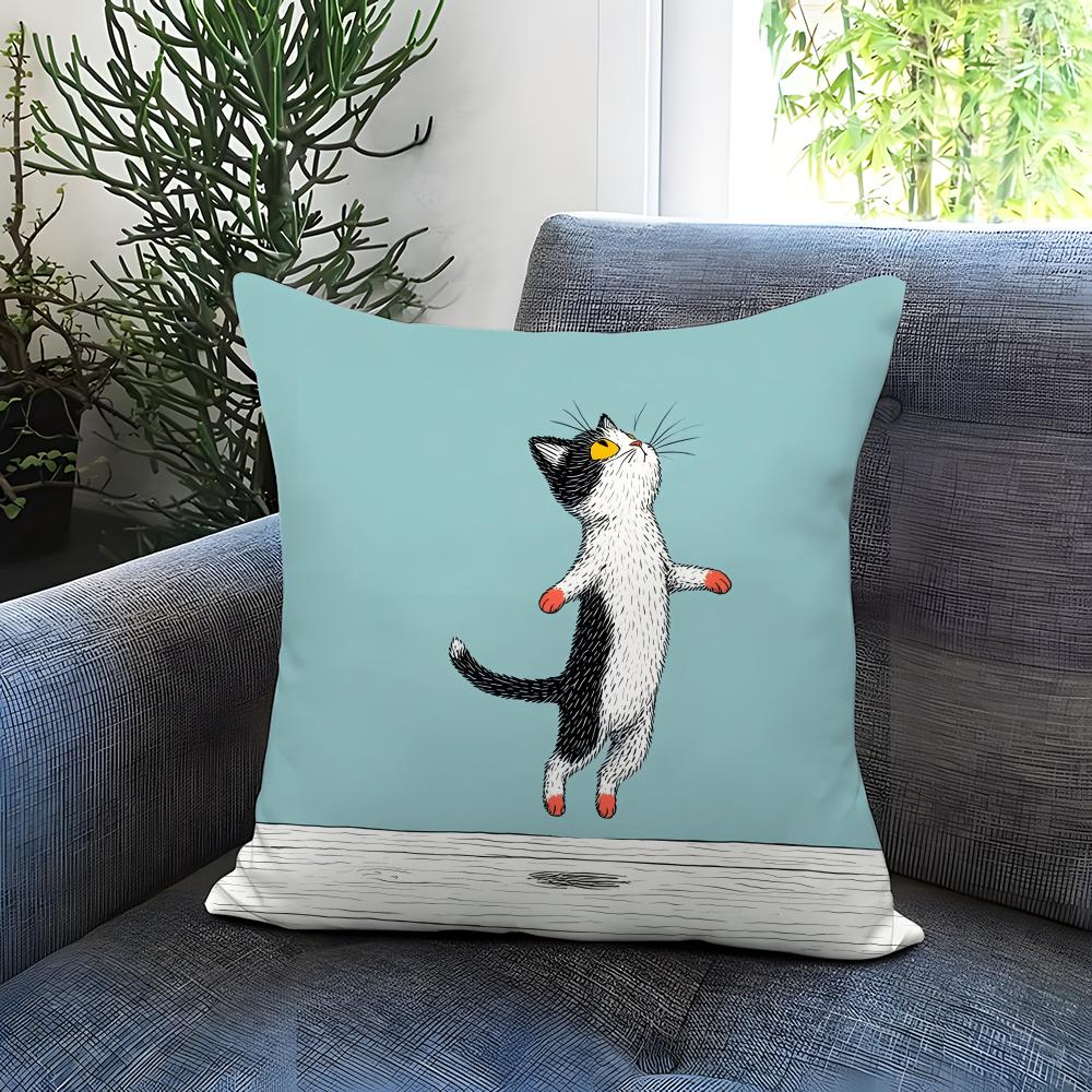 Hot NNaughty cated Cushion Cover Comfortable Reversible Pillow Cover Ideal for Car Sofa Bedroom  Beyond