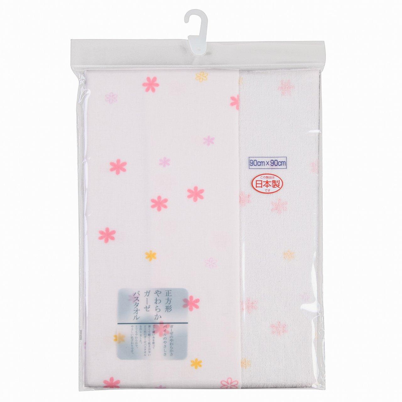 

Isamu Shokai Cotton Gauze Bath Made in Floral 90x90cm 100% Towel, Japan, Print, Pink, розовый