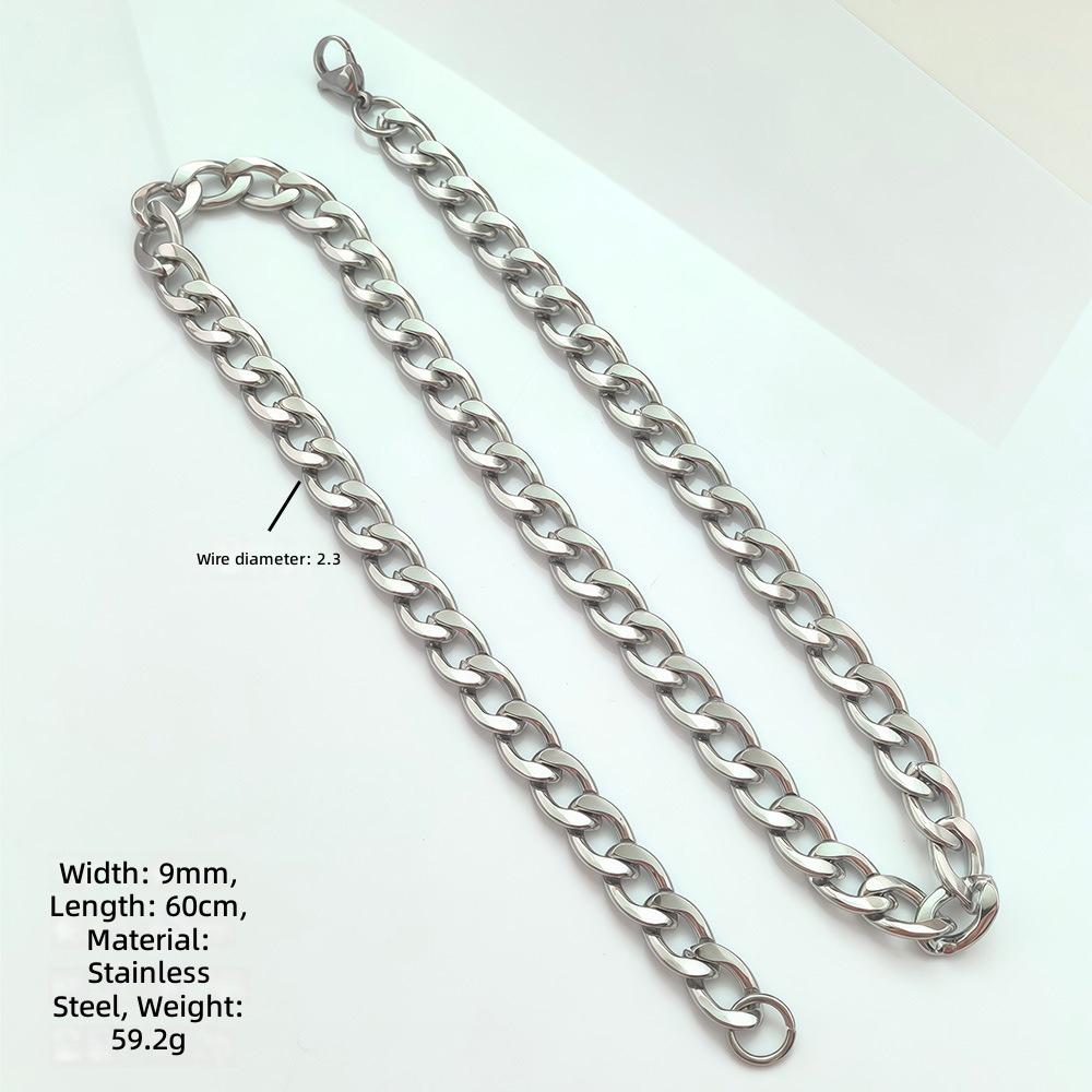 Stainless Steel Cuban Chain Necklace for Men European American Hip Hop Stainless Steel Fashion Jewelry