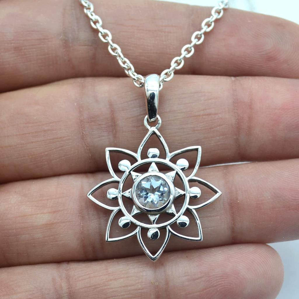 Round Cut Blue Topaz (0.60 Cts) Pendant Solid 925 Sterling Silver Gemstone Pendant WITHOUT Chain (only Pendant) Jewelry For Women or Girls