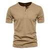 Men’s Summer Quick-Dry Mesh Henry-Neck T-Shirt – Casual Plain Short-Sleeved