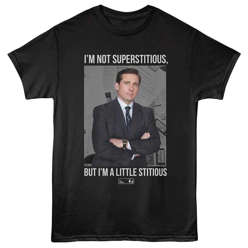 The Office - A Little Stitious - Front Print Short Sleeve Children s T-shirt - Black 120