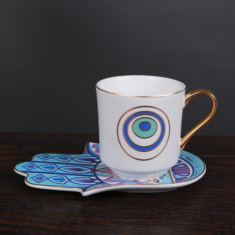 Tazza&sottotazza in Porcellana Dorata Mistica Tazza da Caffè Dipinta Creativa Tavola da Pranzo Tazze da Latte Tazza da Tè per il Pomeriggio Tazza per Succhi di Frutta