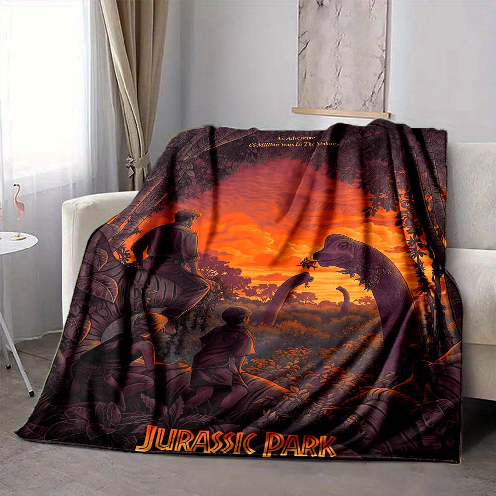 1pc Dinosaur, Adventure Blanket Lightweight Flannel Blanket Throw Blanket For Sofa, Bed, Travel, Camping, Livingroom, Office, Couch