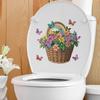 Painted Flower Basket Butterfly Toilet Landscaping Decorative Stickers