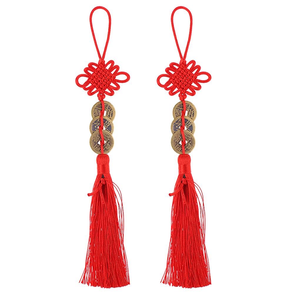 Chinese Knot Tassel Feng Shui Coin Pendant Wall Hanging Decor