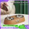 Stainless Steel Non-Slip Double Pet Bowl with Bowknot Design - Anti-Tip, Anti-Black Mouth