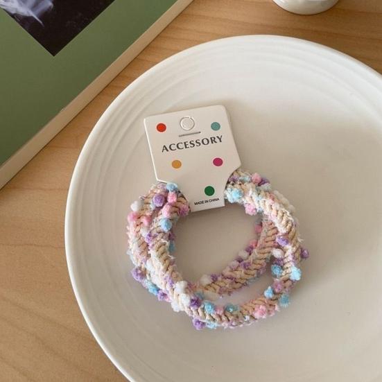 6Pcs Hair Ties Soft Woolen Woven Elastic Hair Bands Braided Design Ponytail Bun