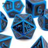 7 Pcs Black Blue  Standard Metal Dice Solid Metal Polyhedral Dice Set Suitable for Role-Playing RPG  Board Game Card Game