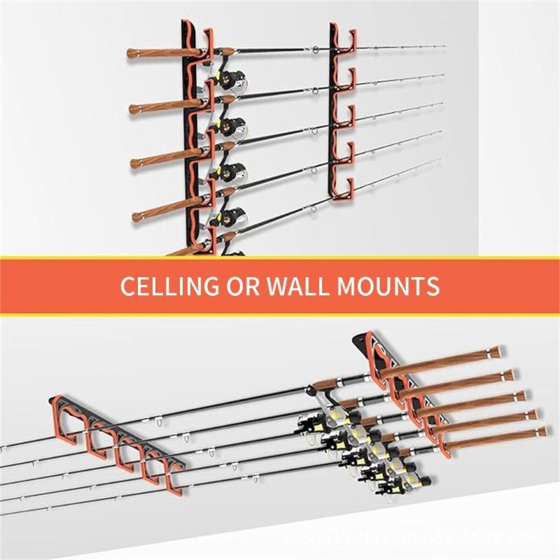Space Saving Wall Mounted Fishing Rod Holder Vertical Rod Storage Rod Organizers Rack With High Strength Construction
