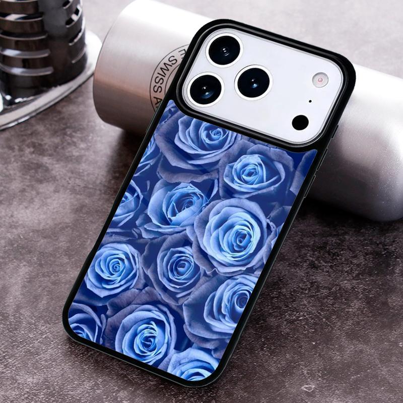 Blue Rose Flower Phone Case For iPhone 17 16 15 14 13 12 11 Pro Max Plus 17Air Soft Silicone Cover