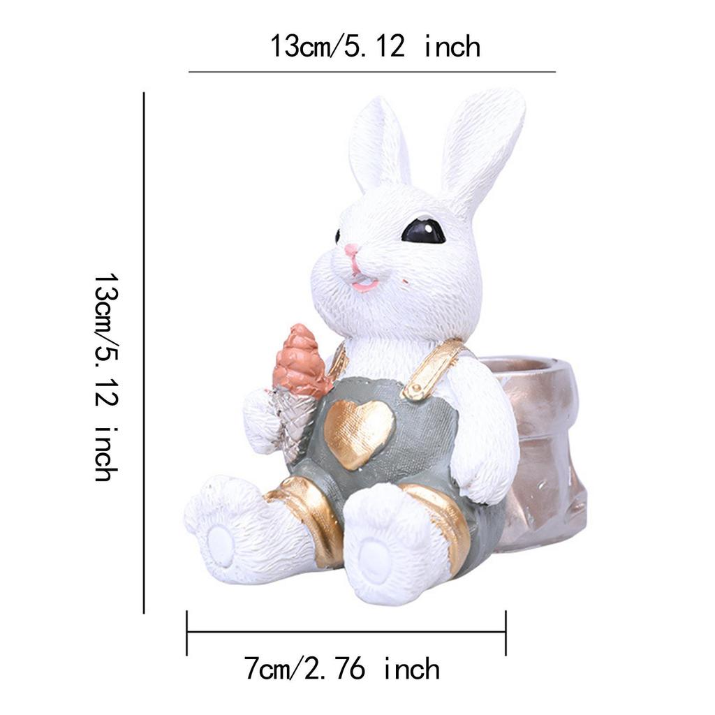 Flower Pot Ornament Spring Easter Decoration Sculpture Resin Container Bunny Figurine for Restaurant Office Yard Home Party