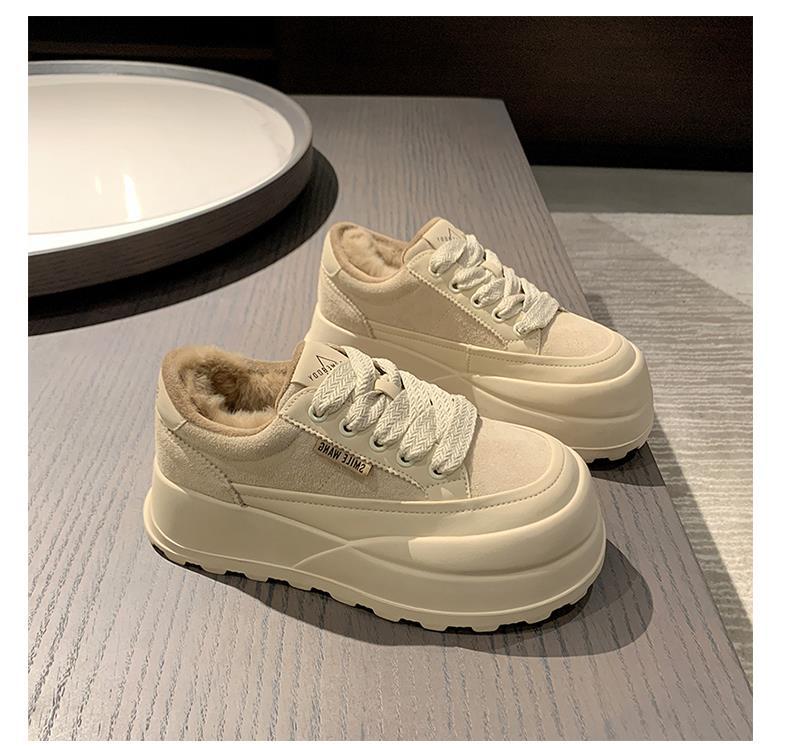 

Новые плюшевые универсальные туфли для пап на платформе, женская повседневная спортивная обувь из кроличьей шерсти, модные и удобные зимой. 35