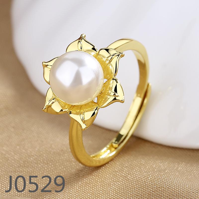 Korean Light Luxury Pearl Ring for Women – High-End Adjustable Index Finger Jewelry, Customizable Setting.