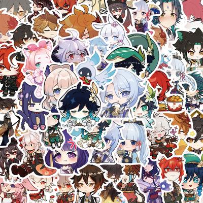 100 Stück/Set niedliche Cartoon-Serie Genshin Impact Theme wasserdichte PVC-Aufkleber