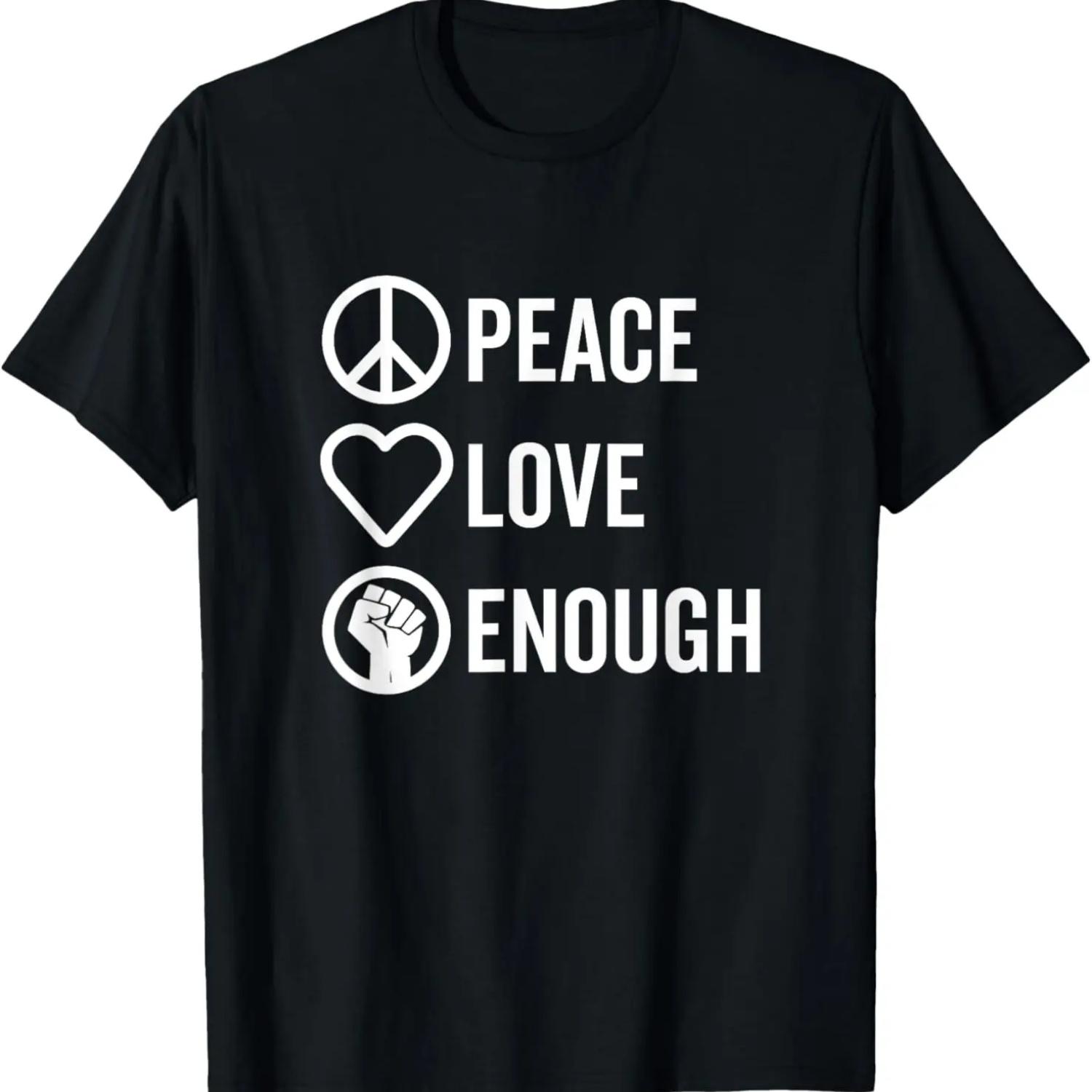 Peace Love Enough TShirt Bold Stacked Icons (Dark) S чёрный