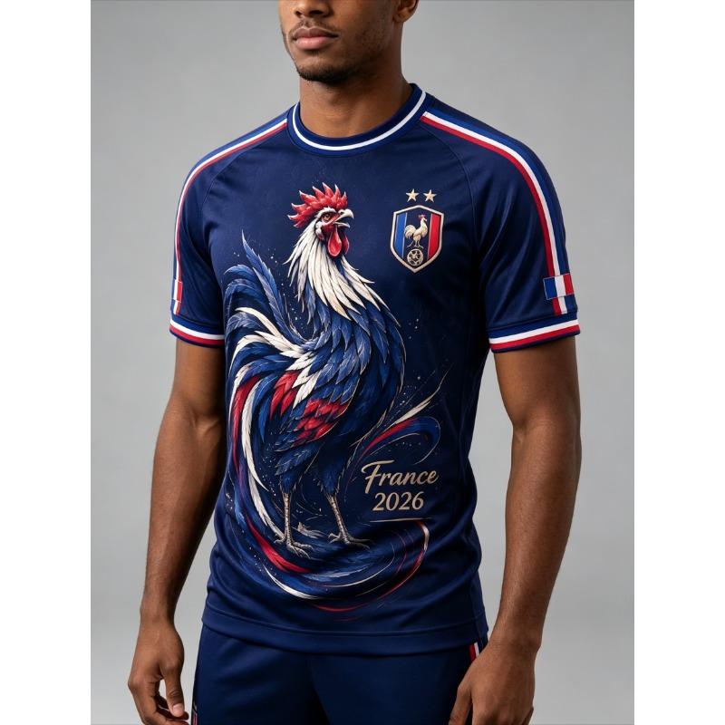 Farbaufteilung der Flagge, Kurzärmeliges Fußballtrikot, Frankreich 2026, Fan-Trikot, Französisches Luxus-Fan-Trikot, Geeignet für das Stadion