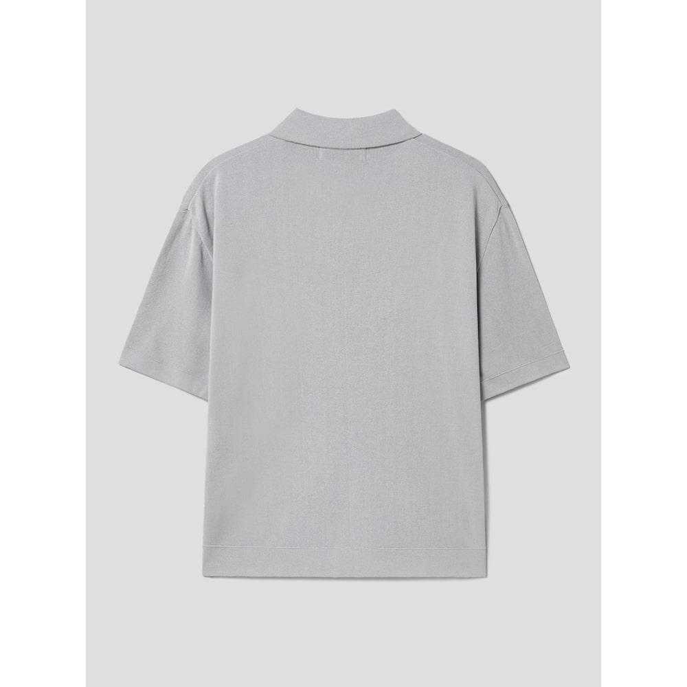 8SECONDS Half Milano Collared Short Sleeve Knit Light Gray (424751Ly12)