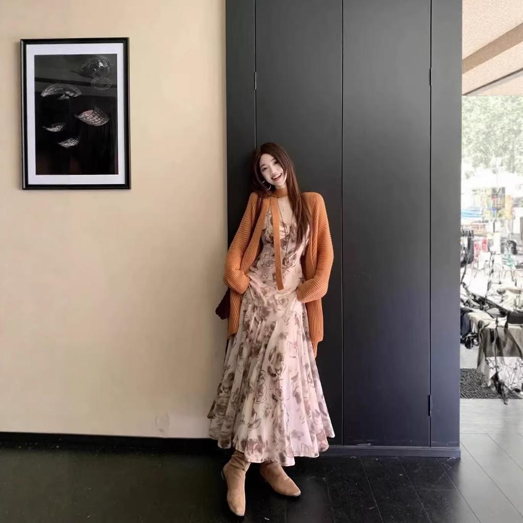 French Suspender Inner Floral Dress Women's Summer New Temperament Waist Thin Small Fragrant Dress