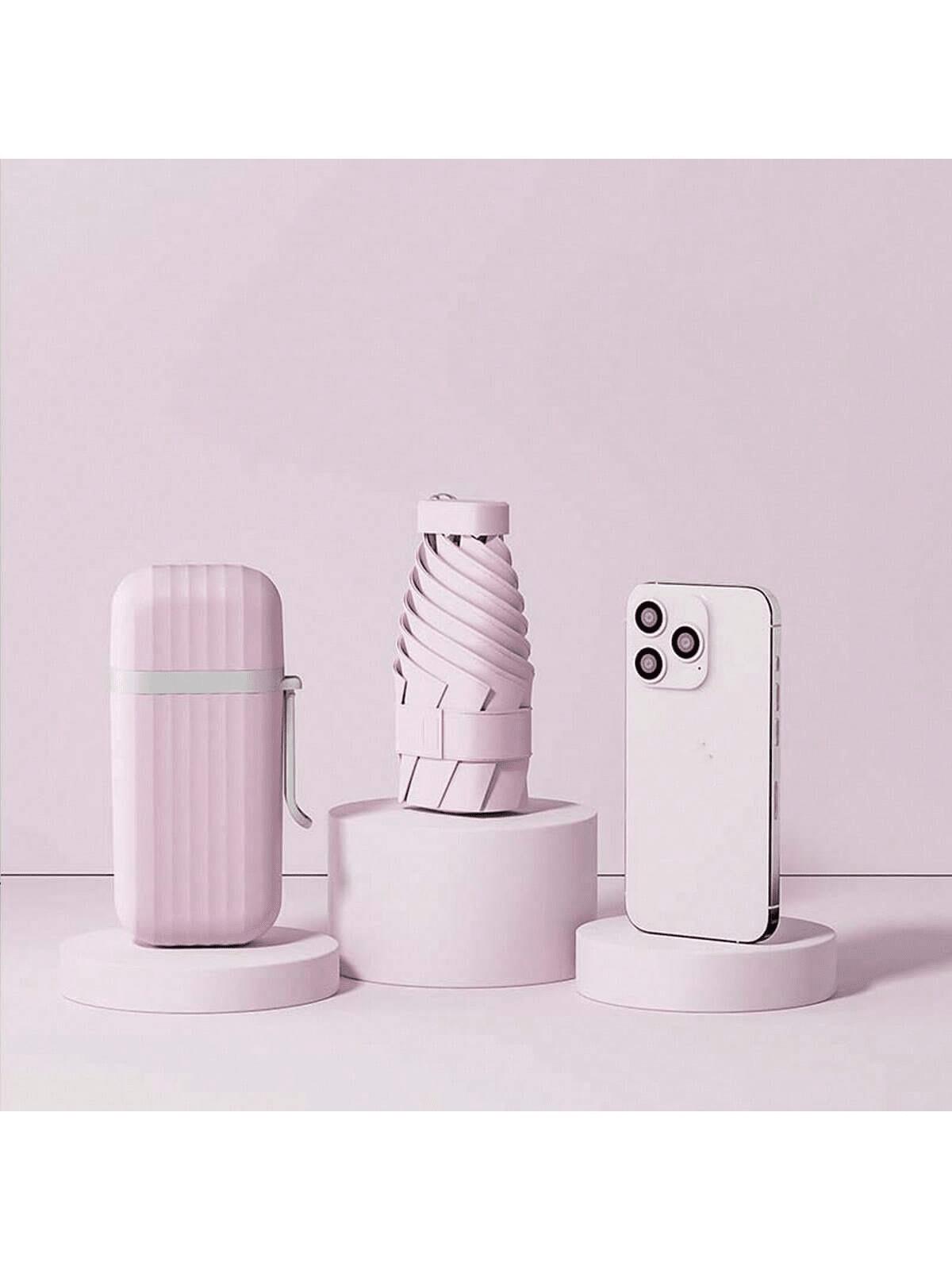 

1 шт. модный женский мини-складной солнцезащитный зонт с защитой от ультрафиолета, портативный карманный капсульный зонт с коробкой розовый