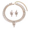 3PC Women's Fashion Zircon Tassel Water Drop Flower Necklace Earrings Zircon Set Wedding Party Festival Gift-8565