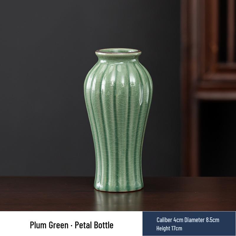Vaso in Ceramica di Alta Gamma Ge Kiln Retrò per Fiori Freschi, Idroponica e Bambù