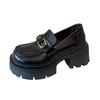 618-23 Retro big head British style small leather shoes for women 2025 new autumn platform loafers Japanese single shoes for women