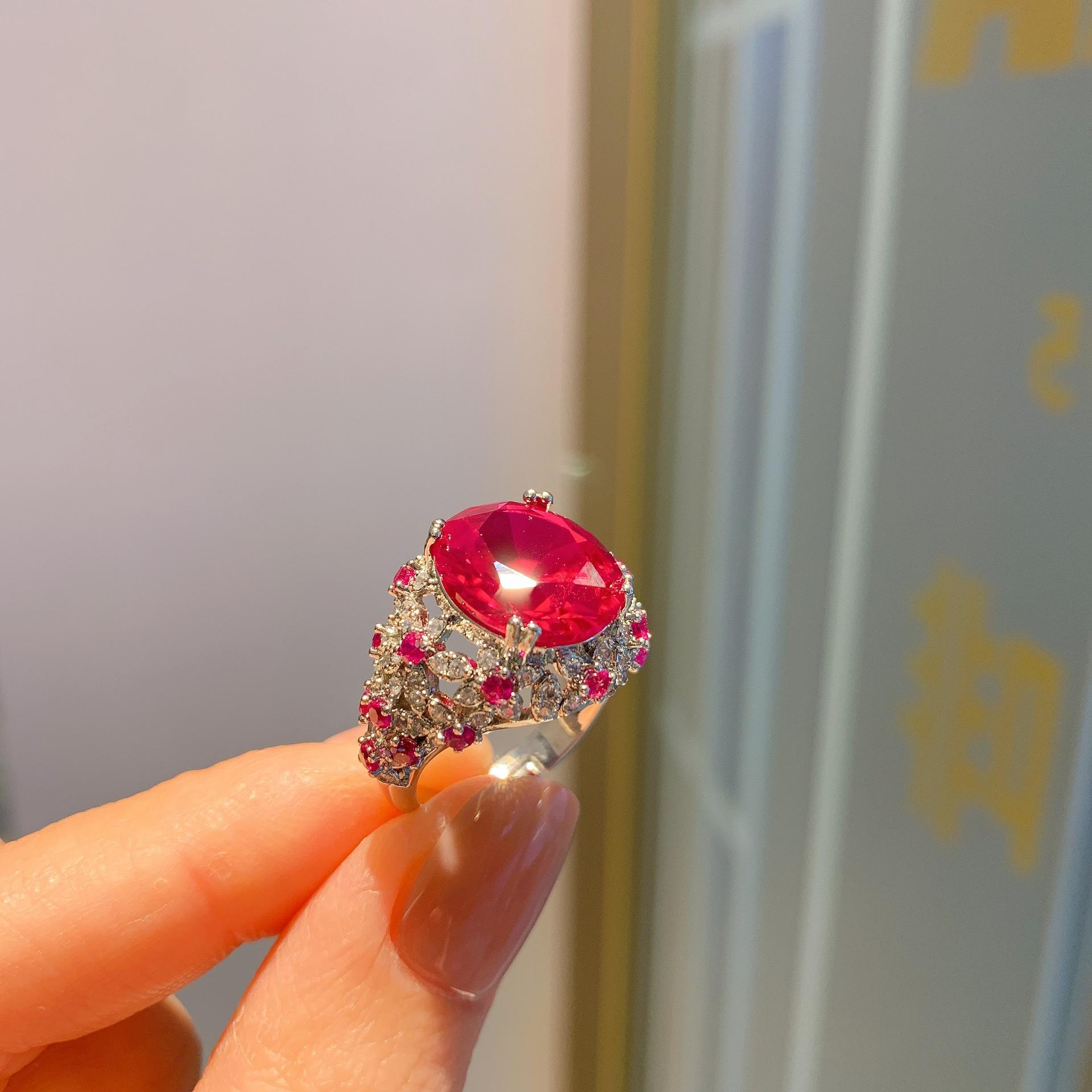 

Europe and the United States popular retro colored treasure ring temperament jewelry retro ring main stone 12 * 14