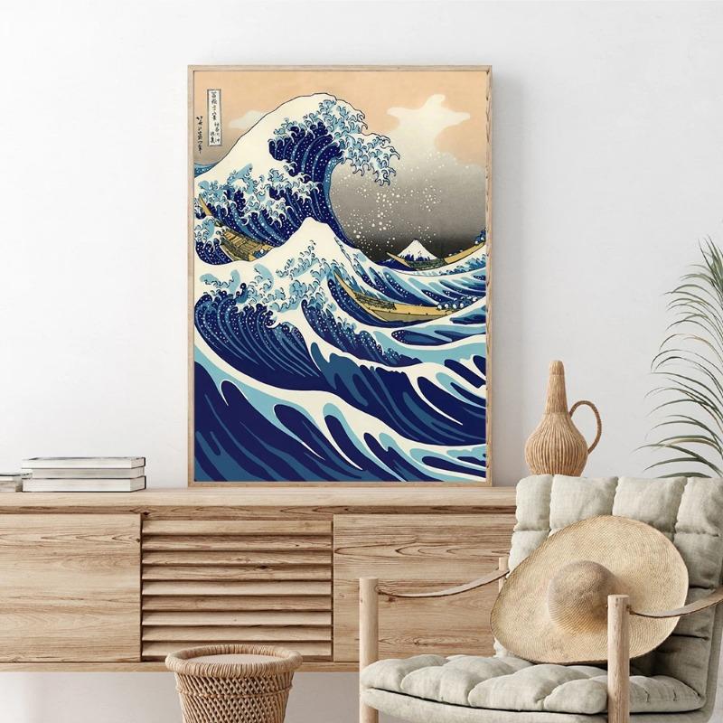 The Great Wave of Kanagawa Ukiyoe Japanese Art Vintage Poster Canvas Painting Famous Wall Pictures Living Room Home Decor