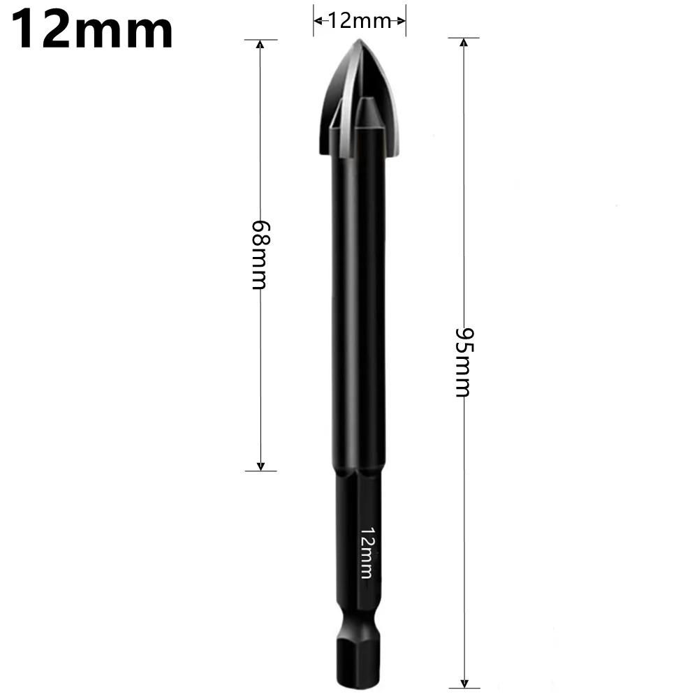 Cross Hexagonal Ceramic Tile Drill Bit Glass Ceramic Concrete Hole Opener Alloy Triangular Drill Bit Size 3/4/5/6/7/8/10/12mm