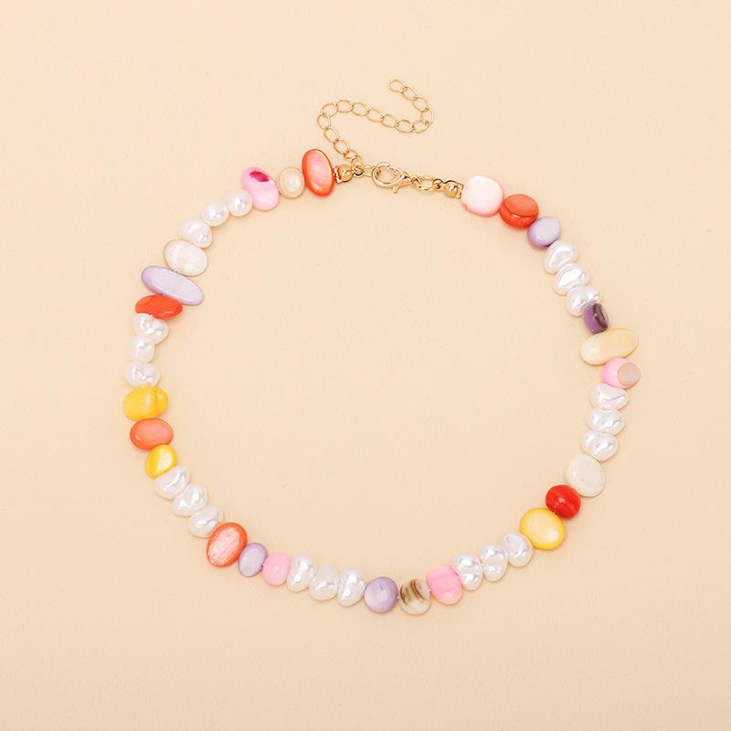 ins cold wind choker irregular pearl necklace, trendy design sense beaded collarbone chain