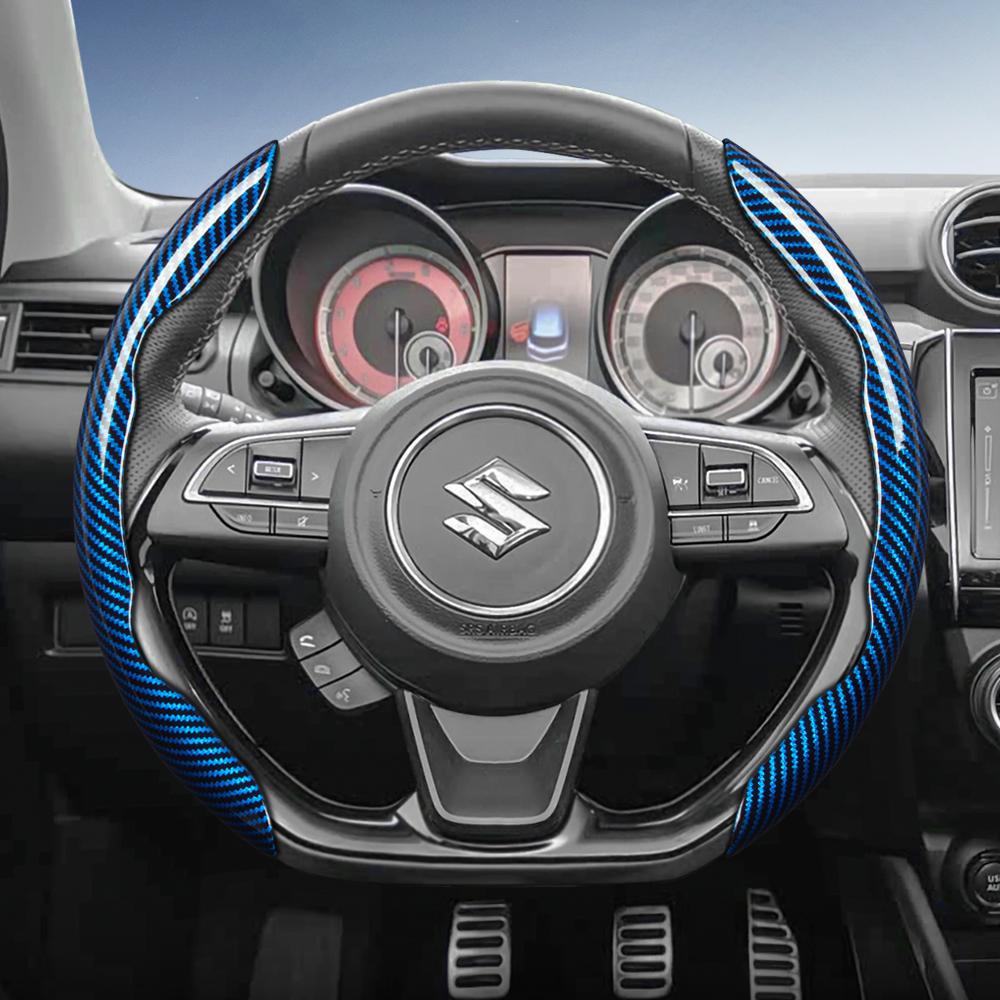 Zkfan8 Geeignet für Suzuki Lenkradabdeckung mit Karbonfaser-Textur und segmentiertem Schnellverschluss-Design für Wagon R Swift Ertiga Brezza Baleno Fronx
