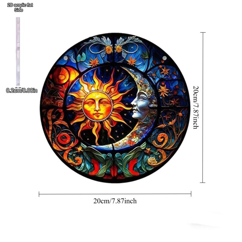 Sun and Moon Catcher Indoor Outdoor Home Decor, Craft Stained Acrylic Suncatchers Catcher, Ornament Hanging Suncatcher, Home Room, Garden Wall Decor