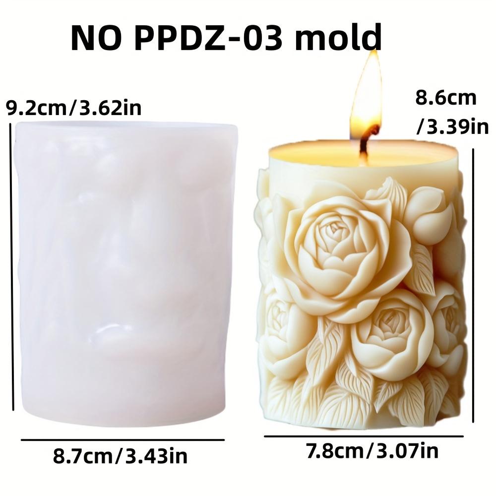 DIY Peony Flower Relief Cylindrical Candle Silicone Mold Rose Relief Resin Mould Flower Plant Mother's Day Gift Gypsum Molds