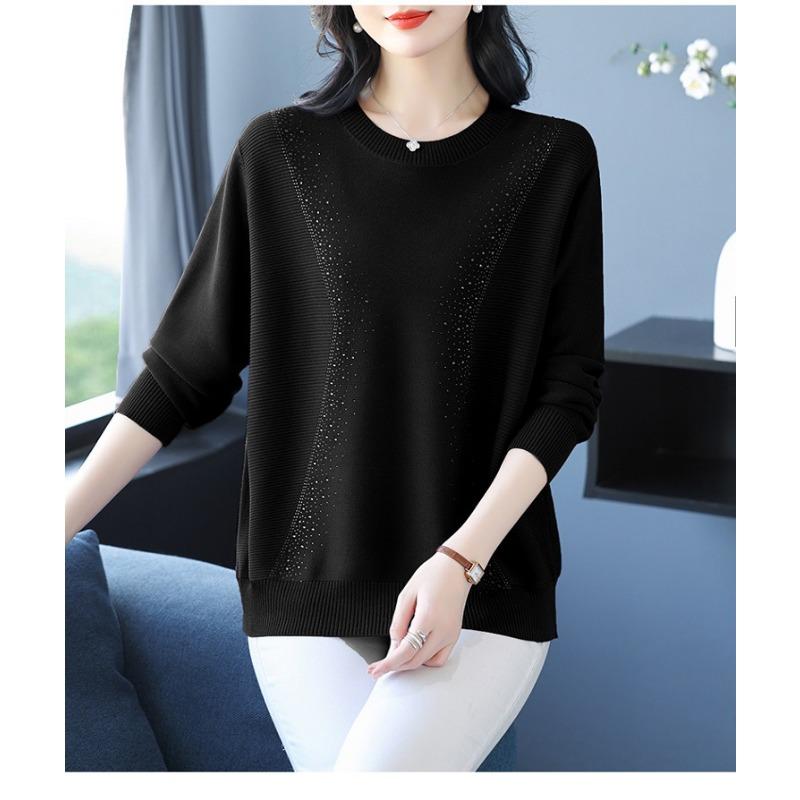 Autumn Winter Women 2025 New Sweater Fashionable Round Neck Base Shirt Middle-aged Mother Knitted Top