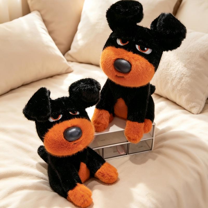 Cool Black Brown Puppy Plush Doll Disdais Face Cool Dog Doll Accompanies Doll Creative Birthday Gift