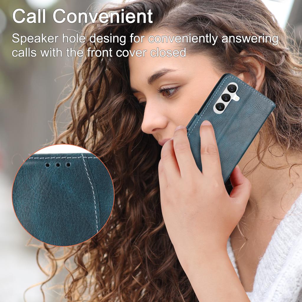 For Samsung Galaxy A57 5G Case Zipper Pocket Leather Phone Cover with Crossbody Shoulder Strap