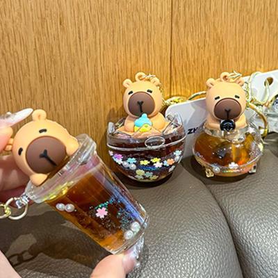 Bobblehead Capybara Key Ring Oil Capybara Backpack Pendant Funny Capybara Guinea Pig Keychain  Kids