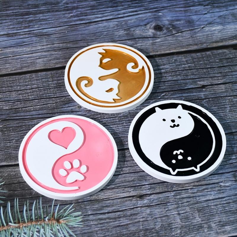 Animal Themed Coaster Tray Silicone Mold Epoxy Resin Mold for Stylish Home Decoration Handmade Cup Mat Mould